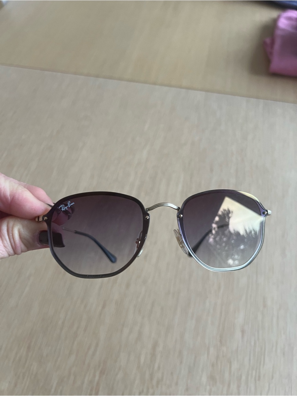 Ray-Ban Women's Brown Gradient Sunglasses with Gold Accents
